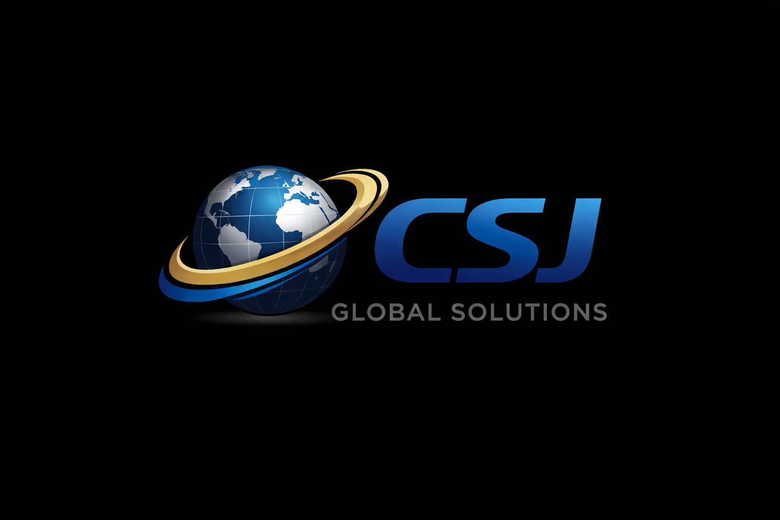 CSJ Global Solutions original blue globe and gold orbit logo